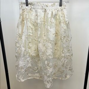 Meng Fei Lu Off-white Floral flowy Skirt Size Medium